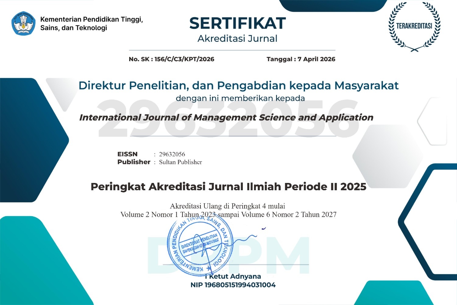 IJMSA Accreditation Certificate